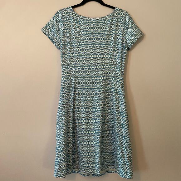 J. McLaughlin Blue White Catalina Cloth Knee Length Dress Women's size Small - Picture 6 of 9